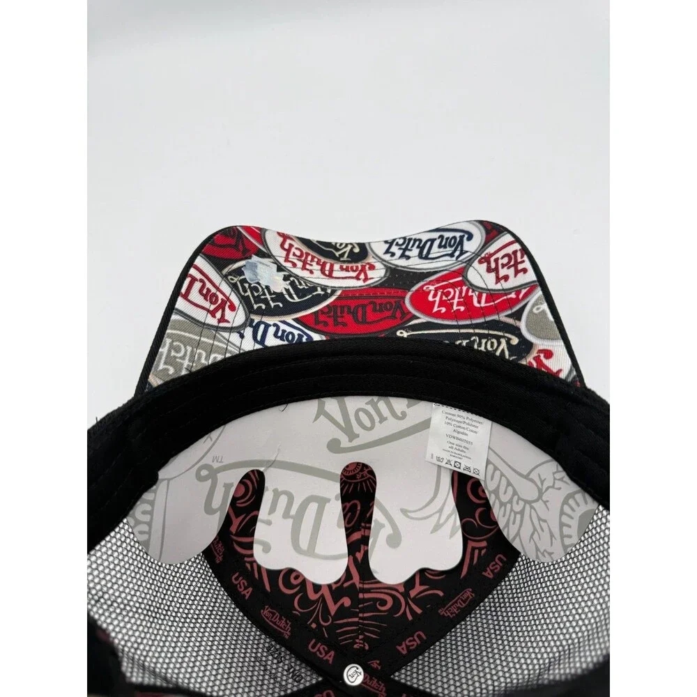 Von Dutch Black Trucker Hat With Multi Patch Print - New With Tags